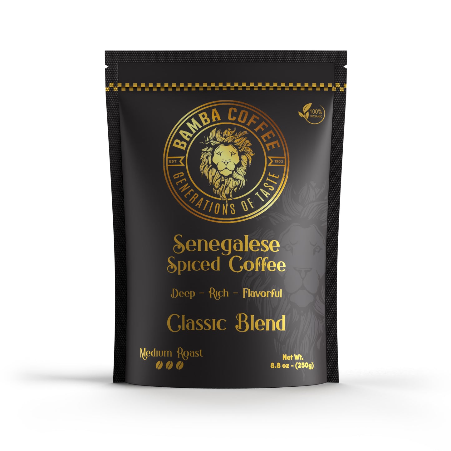  Bamba Coffee 1902 Heritage Blend bag with bold spiced flavor
