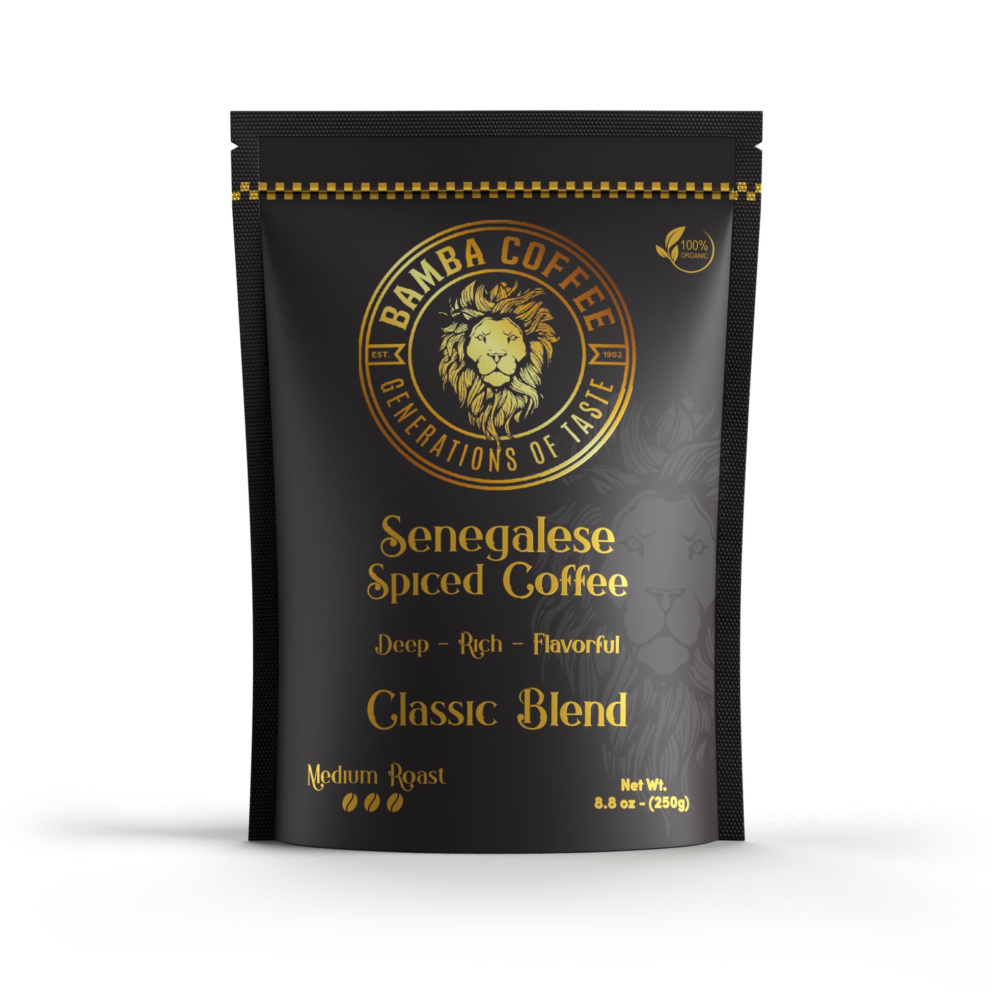  Bamba Coffee 1902 Heritage Blend bag with bold spiced flavor