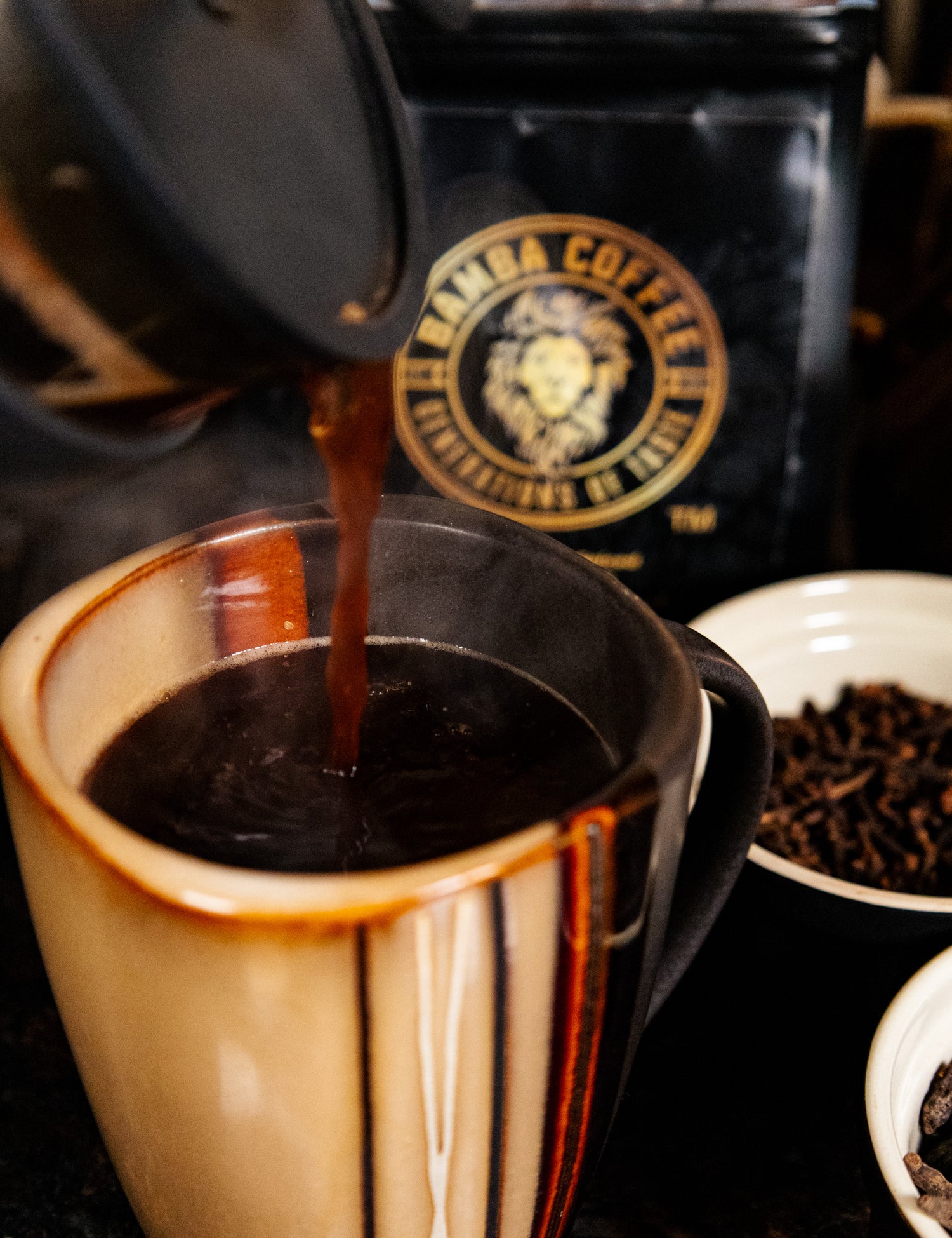  Black-owned wellness coffee brand bamba coffee showing calming home coffee moment